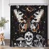 Vintage Butterfly Dragonfly Shower Curtain Flower Skull Mushroom Witch Magic Halloween Bath Decor Retro Polyester Bath Curtain