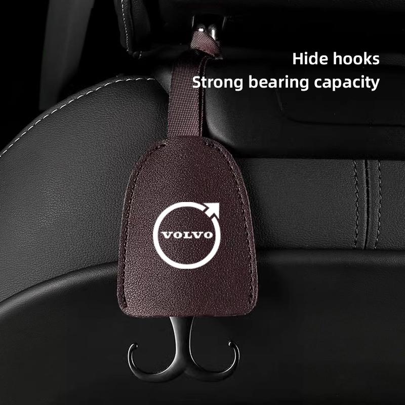 Car Seat Back Hooks PU Leather Interior Accessories For Volvo XC90 V90 V60 XC60 V40 S80 S60 S90 C40 XC40 V70 XC70 C30 C70 EX90