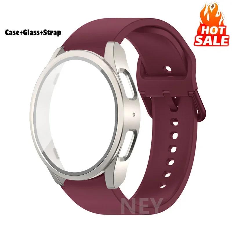 Lot de 2 Verre Trempé+Coque+Bracelet Pour Samsung Galaxy Watch 7 6 5 4 40mm 44mm Housse Protectrice d'Écran en PC Bracelet Galaxy Watch 6 7 5