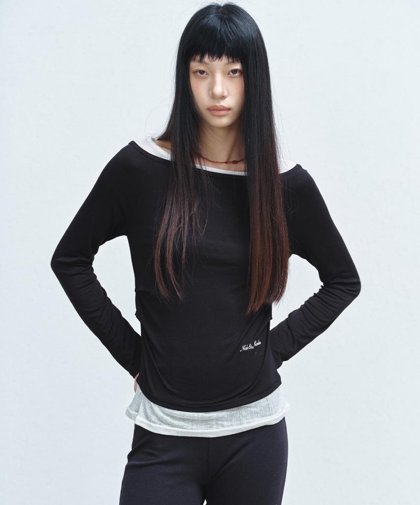 Nigaennikol Shoulder Layered Top_Black