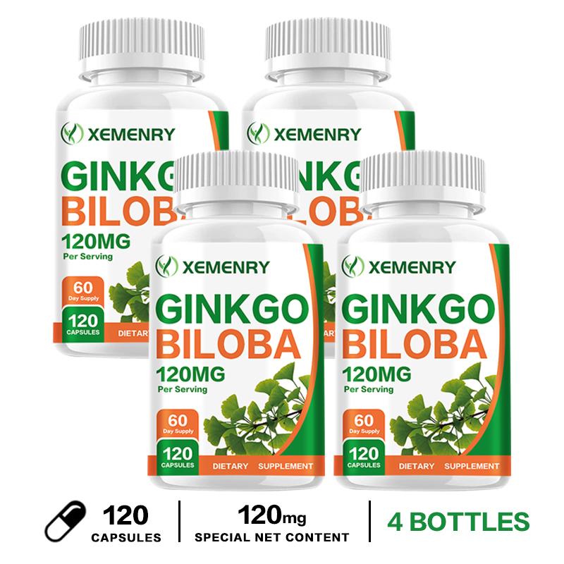 Capsule di estratto di Ginkgo biloba, 120 mg per dose, alta concentrazione di essenza di ginkgo, adatte sia per uomini che per donne.