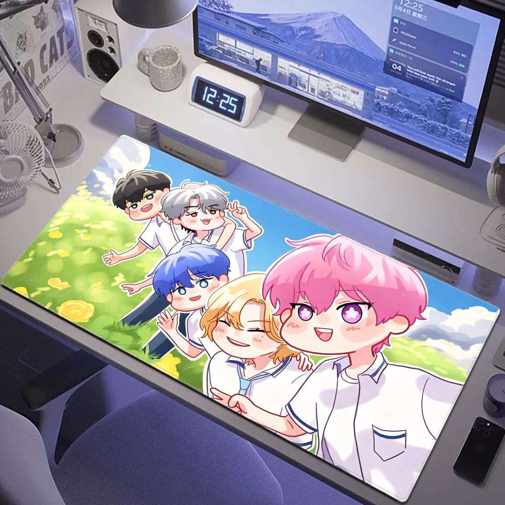 Kpop Pplave Cartoon Mouse Pad Anti Slip Rubber Edge Locked Thickened Laptop Gaming Desk Mat Desk Mat Big Table Pad Hybxaxc