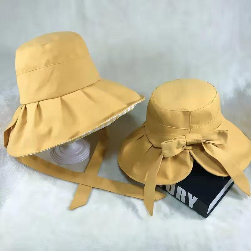 Summer sunshade sunscreen bow brim bucket hat women