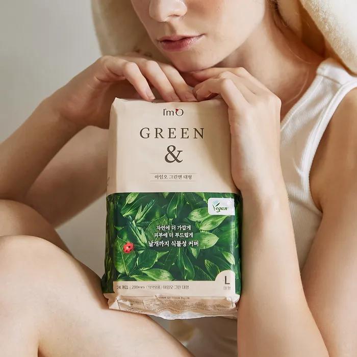 [Vegan Eco-Friendly Sanitary Napkin] I'm Oh Green & Large Capacity Sanitary Napkin Large 24P