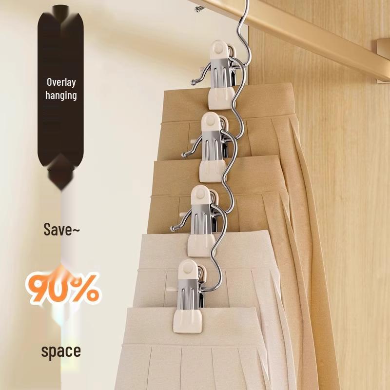 Traceless Stainless Steel Pants & Skirt Clips with Hooks: Multifunctional Storage Solution