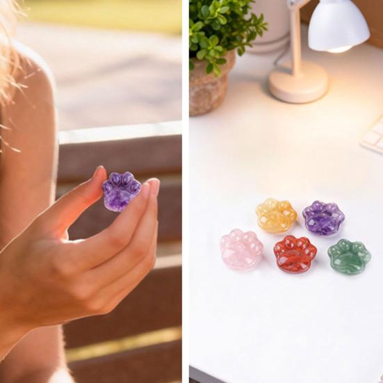 Mini Cat Paw Figurine Natural Healing Stone Hand Carved Statue Collectible Spiritual Gifts for Cat Lovers Women