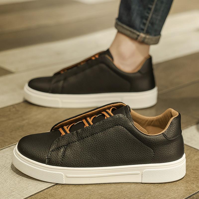 

Men s shoes spring new board shoes student high sense white shoes versatile one-pedal casual fashion sports trendy shoes 39 чёрный