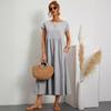 2024 European & American Solid Color Sleeveless Loose Cotton-Linen Pocket Women's Dress