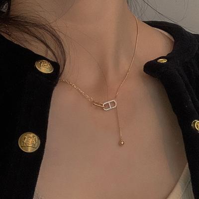 Real Gold Electroplating Creative Zircon Pig Nose Necklace Light Luxury New Temperament Collarbone Chain Versatile High-end Jewelry Women