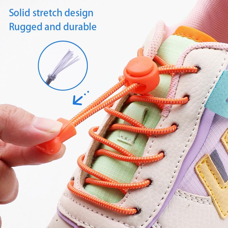 2Pair Elastic shoelaces Without Ties Lock Shoelace sneakers No Tie Shoe laces Kids Adult round Quick laces Shoe accessories