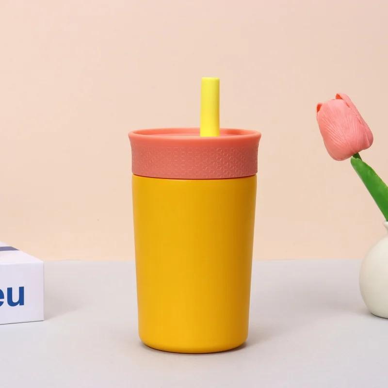 12oz Portable ThermosCup Coffee Mug Stainless Steel Vacuum Flask Cold&Hot SportCup Car Cups with Straw Travel Mug Insulated Cup