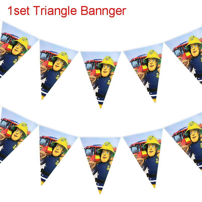 

Sam Birthday Fireman Party Celebrate Disposable Decorations Supplies Tableware 1set-Triangle Bannger