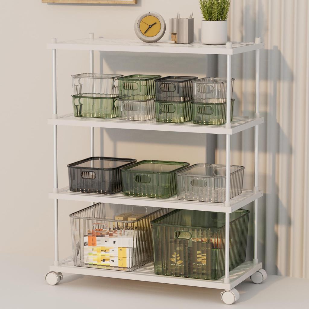 Yiyi Gou Transparenter Schreibtisch Kosmetik Organizer mit Deckel - Aufbewahrungsbox für Masken & Lippenstifte
