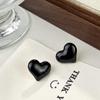 Elegant Retro Hong Kong Style Heart Drip Oil Stud Earrings - Versatile and Stylish for Women