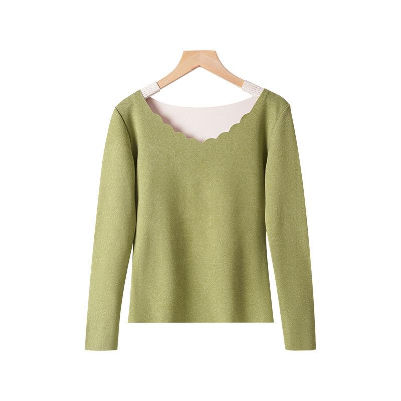 

Комплект женского бесшовного термобелья: Шелк, самонагревающийся, плюс бархат, длинный рукав - осенние брюки и топ. XL (95-115 jin)