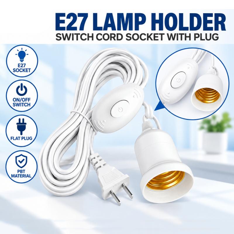 E27 Lamp Holder All Copper Wire Led Light Bulb Extension Socket With Switch Bulb Socket Bulb Socket