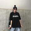 Summer Korean Version Ins Harajuku Hong Kong Style Simple Letter Print Short-sleeved T-shirt Female Student Bf Loose Backing Top Tide