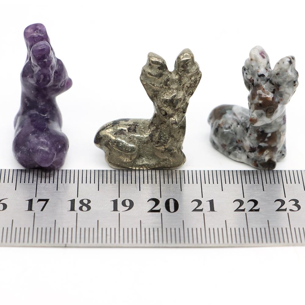 Deer Statue Natural Stone Carved Crystal Reiki Healing Animal Figurines Gemstone Crafts Home Gem Decoration Gifts  1.2"