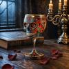 Decorative Gothic Skull Wine Glass with Floral Pattern Suitable for Home Bar Halloween Decoration Unique Stemware Design
