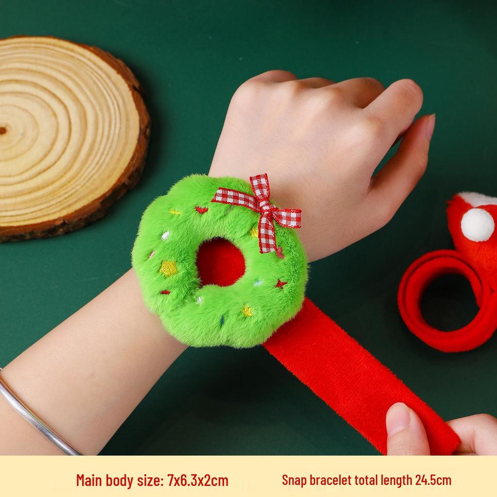 Christmas Cartoon Plush Snap Bracelet Doll - Stuffed Toy Wristband for Children's Christmas Eve Gift