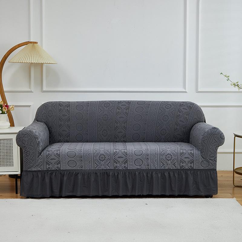 Towel Jacquard Sofa Cover Skirt Elastic Sofa Cover Living Room Combination Non-Slip Elastic Sofa Cover