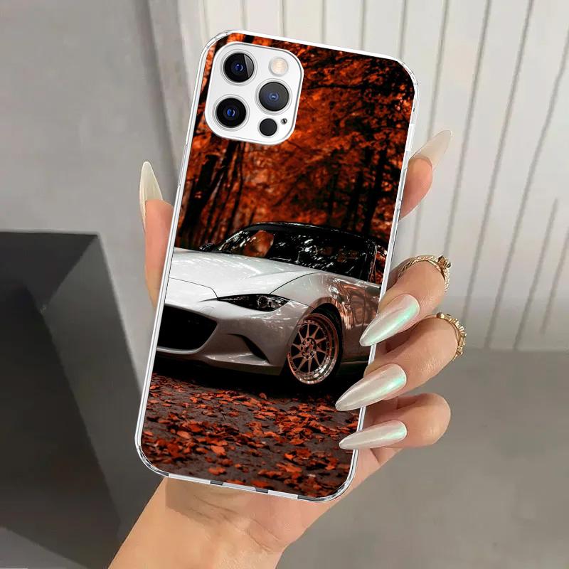 

JDM Car MX5 Cute Phone Case for Iphone 17 Air 16 15 Plus 14 13 Mini 12 11 Pro Max 16E 7 8 SE 2020 Soft Funda Print Shell 17 Air iPhone 15 Pro Max