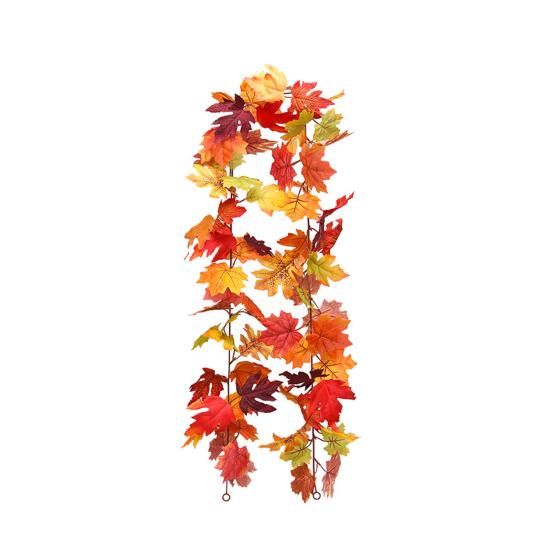 100/175CM Artificial Maple Leaf Garland UV Resistant Fall Halloween Thanksgiving Day Harvest Festival Autumn Mantle Porch Indoor Outdoor Decoration