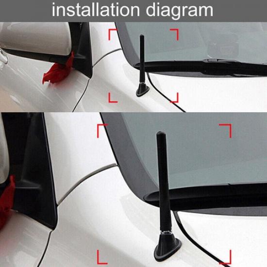 Car Carbon Fiber+Black Screw Radio Short Antenna W/ Screws Kit Accessories 8cm