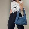 Vintage Argyle Tassel Denim Underarm Shoulder Bag for Women