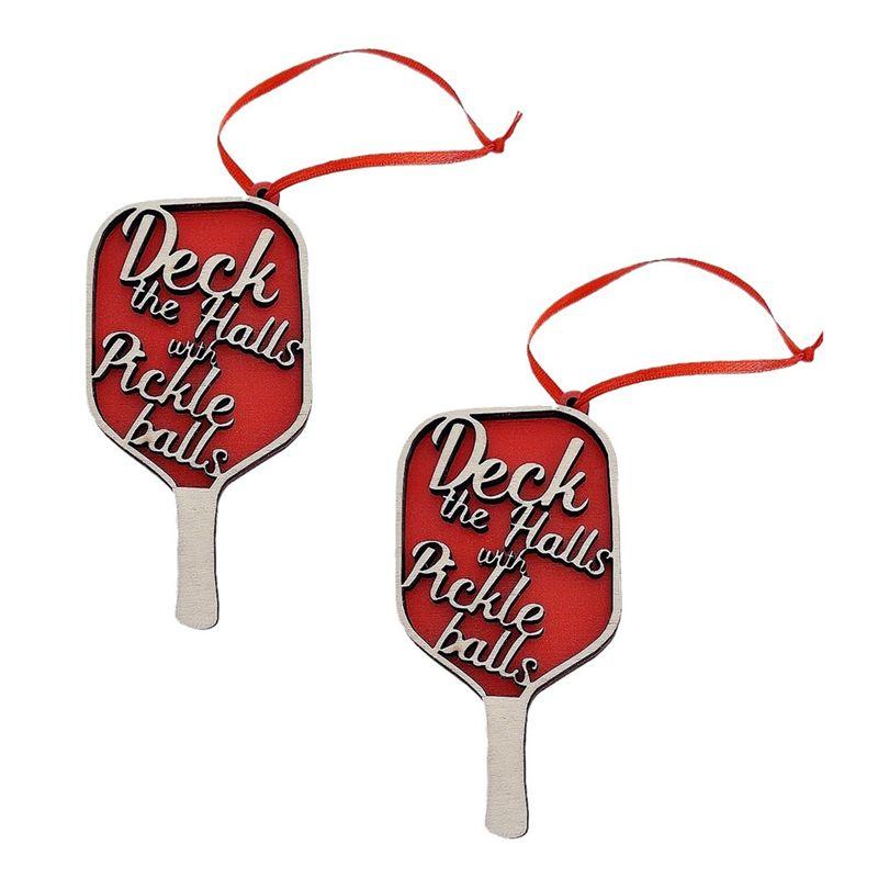 

BAAU Pickleball Christmas Ornament, Deck The Hall With Pickle Balls Red Paddle, Hanging Tree Accessories