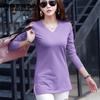 Dámské tričko Jednobarevné Top Dámské Slim Trička Podzim Jaro Módní Topy Tričko Dámský svetr s výstřihem do V