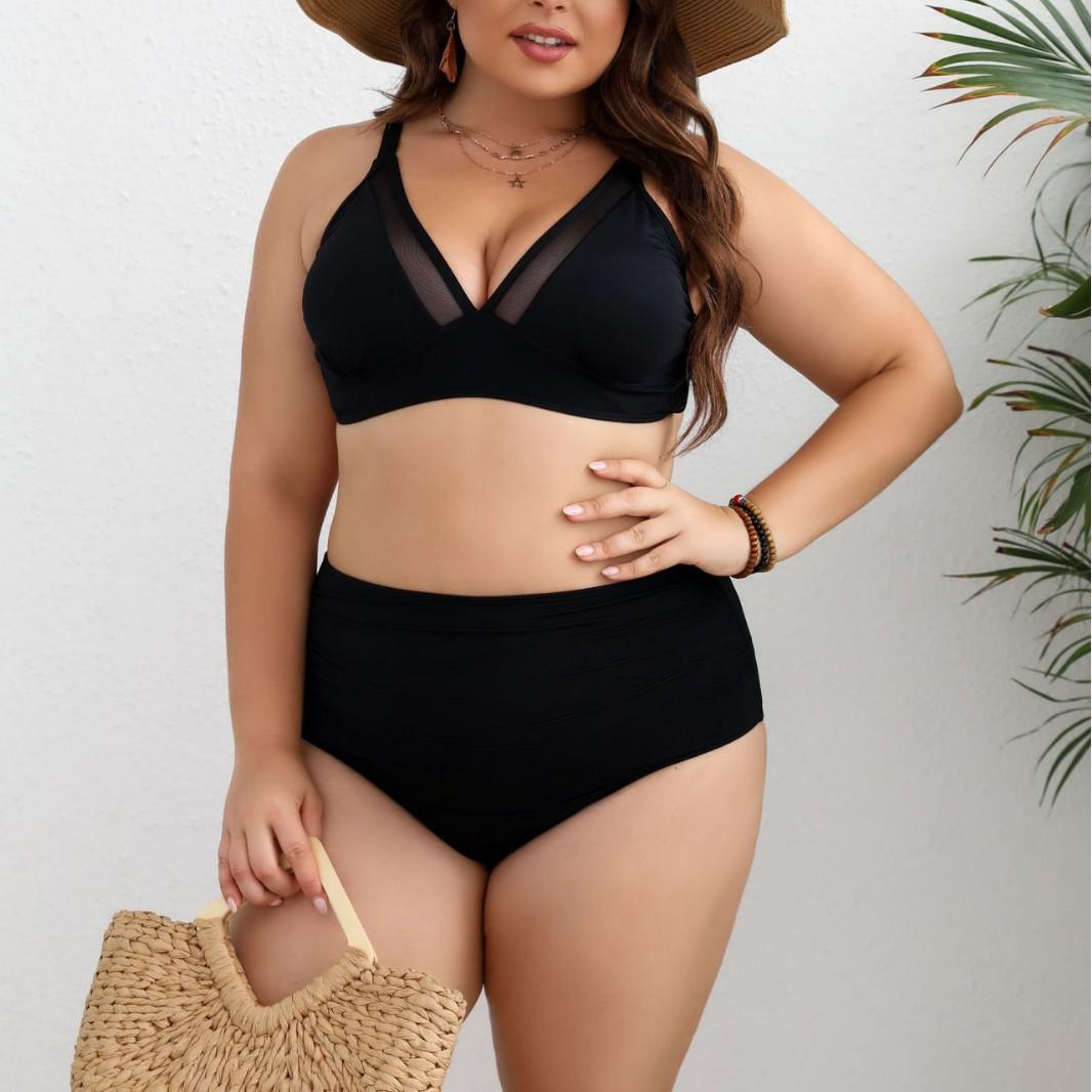 

Women s Plus Size Sexy Print Bikini Swimsuit - New Style Plus Size 4XL чорний