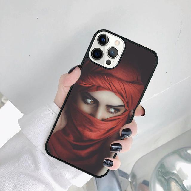 Muslim Islamic Arabic Hijab Face Gril Eyes Koran Phone Case For iPhone 17 Air 15 Pro MAX 16 Plus 14 12 11 13 coque