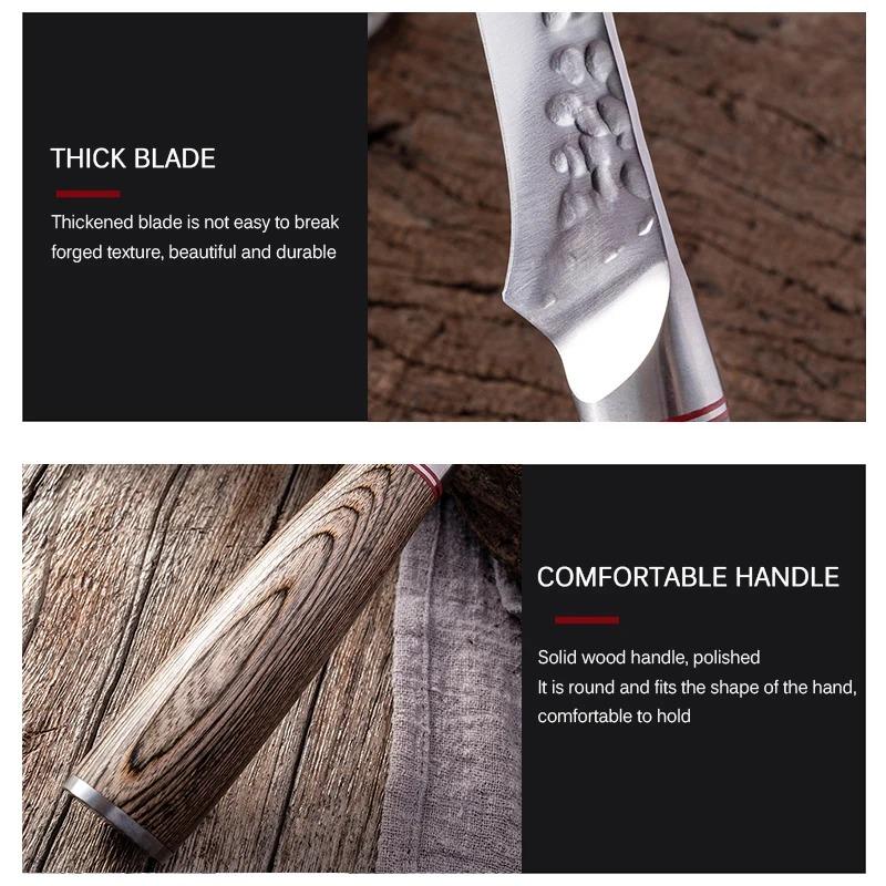 Stainless Steel Boning Knife Kitchen Hand Forged Wooden Handle Butcher Knife Meat Cutting Fish Cutting Knife Household Kitchen Accessories