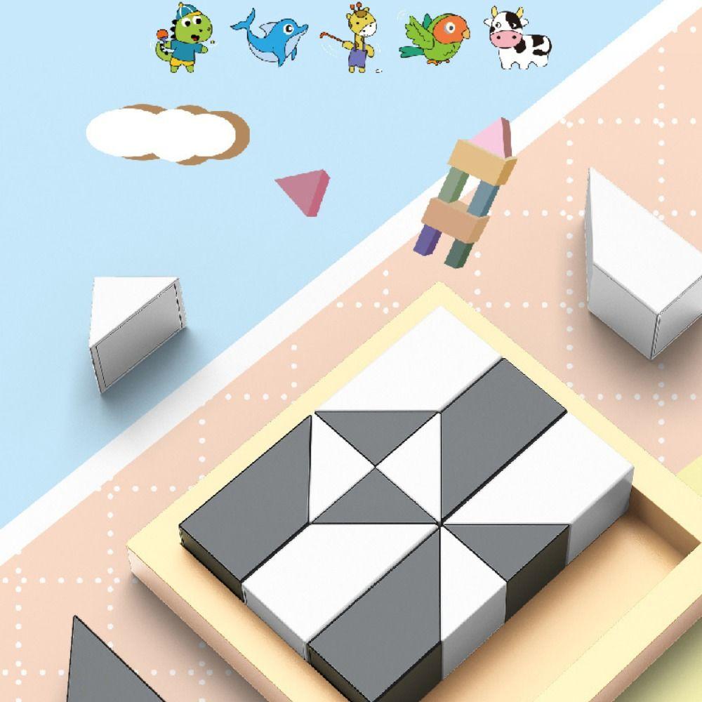 Montessori Building Blocks Wooden 3D Jigsaw Puzzle Logic Games Geometric Shape Puzzles Kids Toy