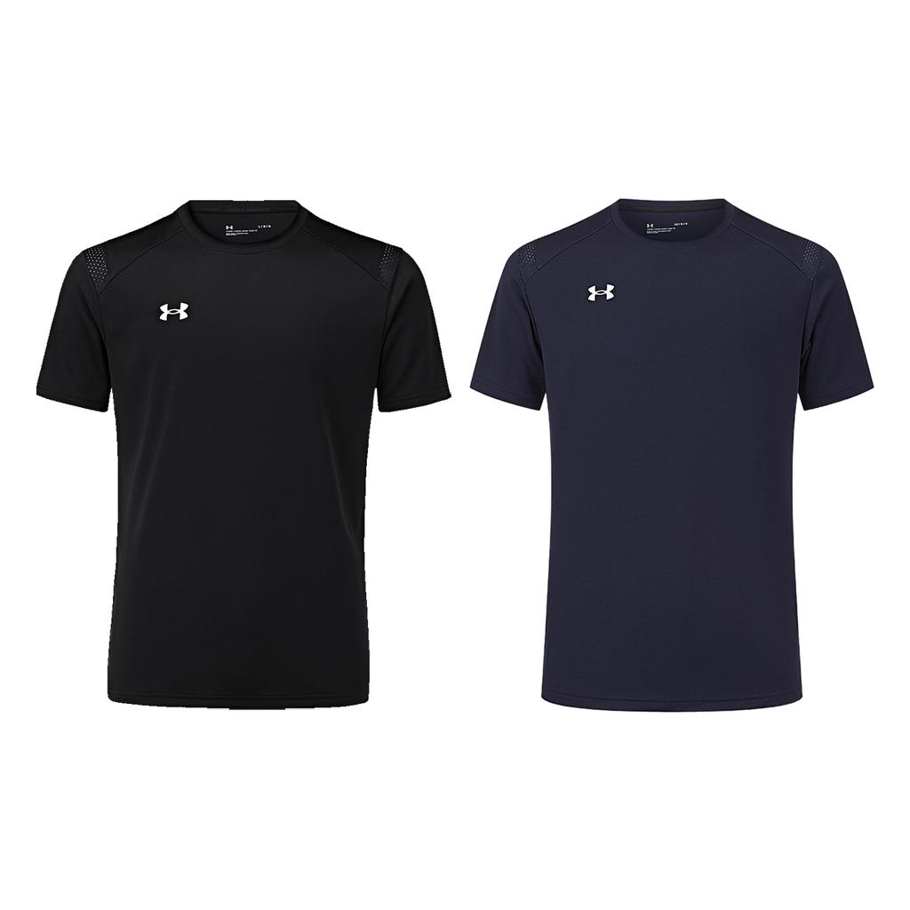 Under Armour Casual Solid Color Sports Jersey Knit Crew Neck Breathable Short Sleeve T-Shirt 2-Pack Unisex Tops Black Navy 21500525-001+21500525-409
