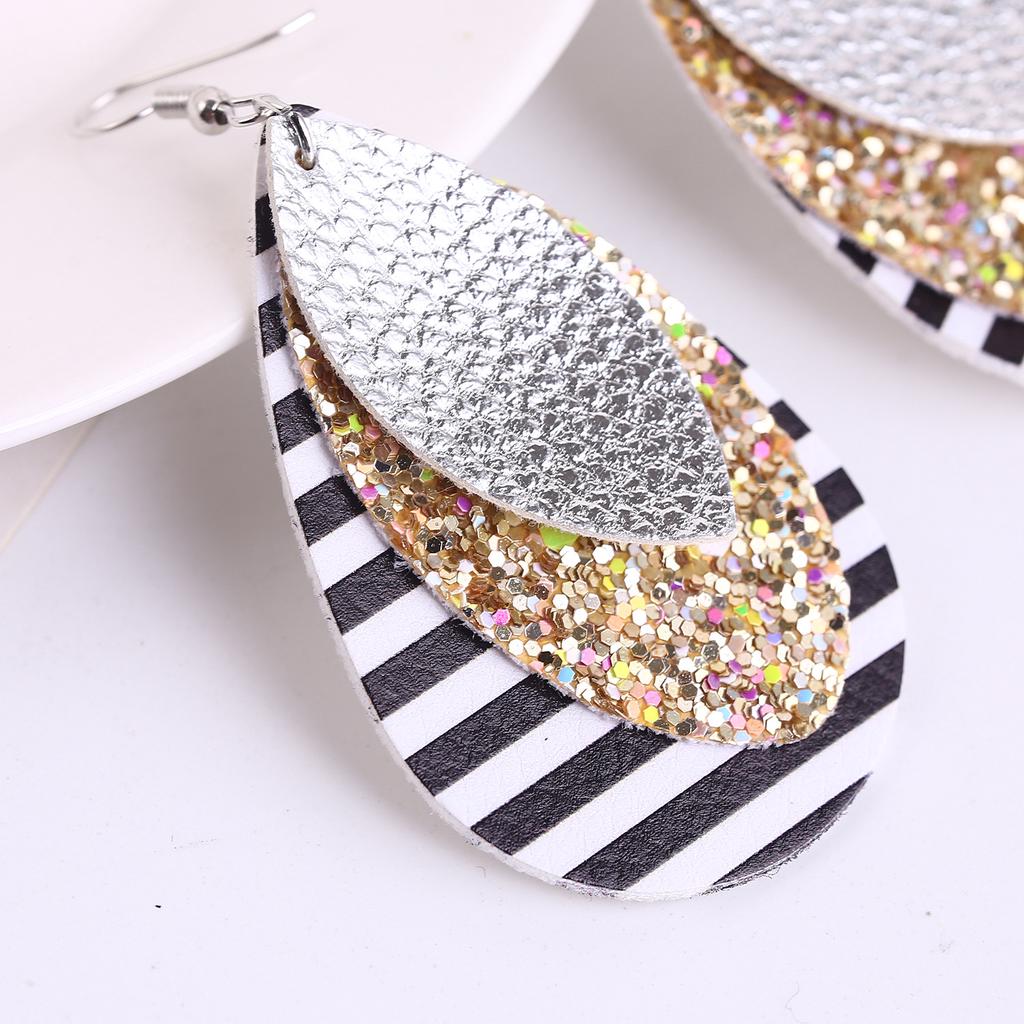 Earrings Leaf Earrings Gold Simple Double Layer Hollowed Out Leaf Earrings Vintage Double Layer Teardrop Straw Large Circle Women's Earrings