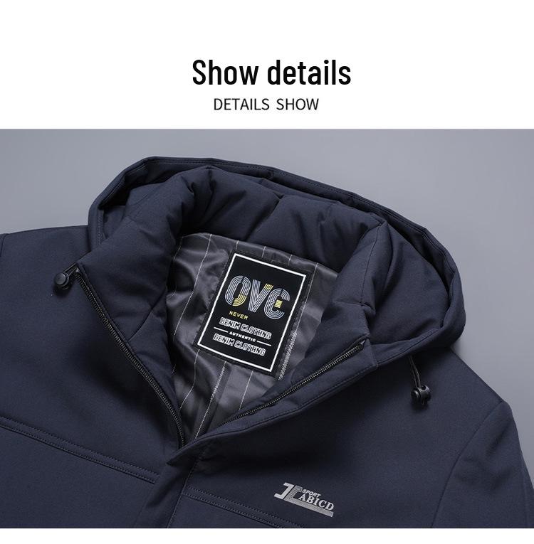 Men's Mink Velvet Parka: Winter Hooded Jacket for Middle-Aged & Elderly, Warm & Thickened with Plus Velvet