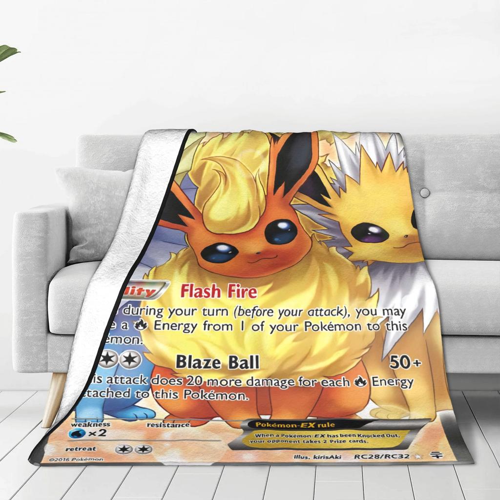 Pokemon Flareon GX Deken Super Warme Comfortabele Pluche Worpdeken Voor Kind Woonkamer Flanellen Sprei Bedsprei