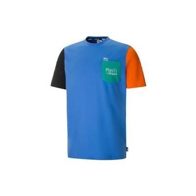 X Mr Doodle Collab Casual Sport Round Neck Short Sleeve T-Shirt Men Tops Blue 530652-83