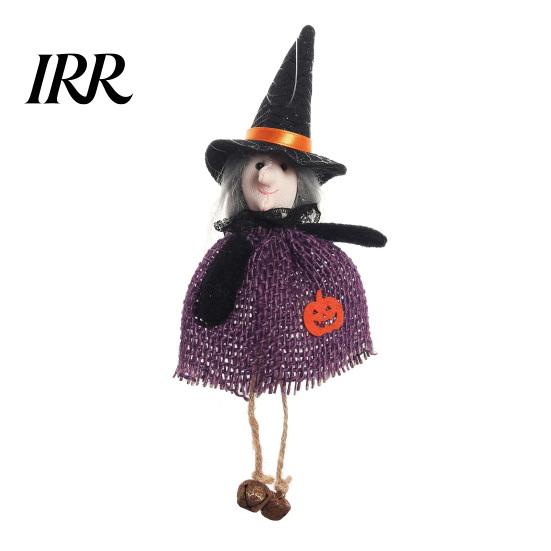 Dekorative Hexenstatue Halloween Hängedekoration, Gruselige Kürbis-/Geist-/Hexen-/Schwarze Katze Puppe Ornament mit Festlichem Jute-Rock für Spukhaus,