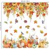 Wondever Fall Sunflower Window Clings Thanksgiving Autumn Harvest Hanging Flower Vine Pumpkin Glass Sticker Decal Anti Collision Double-Side Static