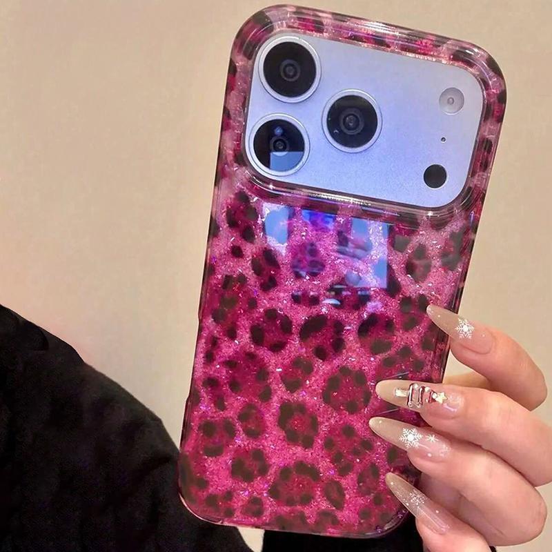 Luxury Leopard Print Sequin Phone Case For iPhone 17 16 15 14 13 12 11 Pro Max XS X XR 16E 16 Plus 17 Air Shockproof Back Cover