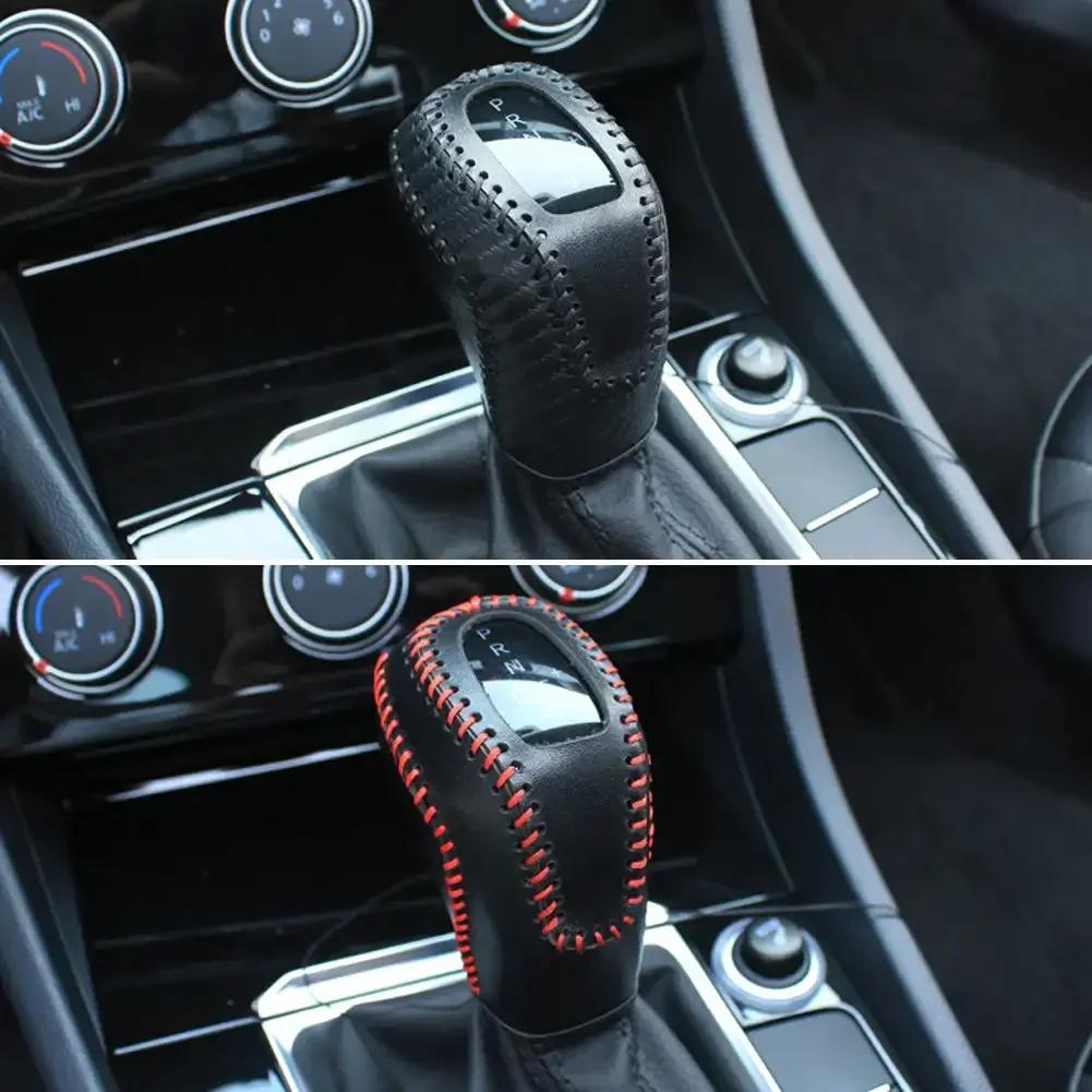 Schalthebelknauf Kopf Abdeckung Hülle Kohlefaser Autozubehör Für Volkswagen Sagitar Tacqua Tayron Polo Plus Tcross 2019-2024