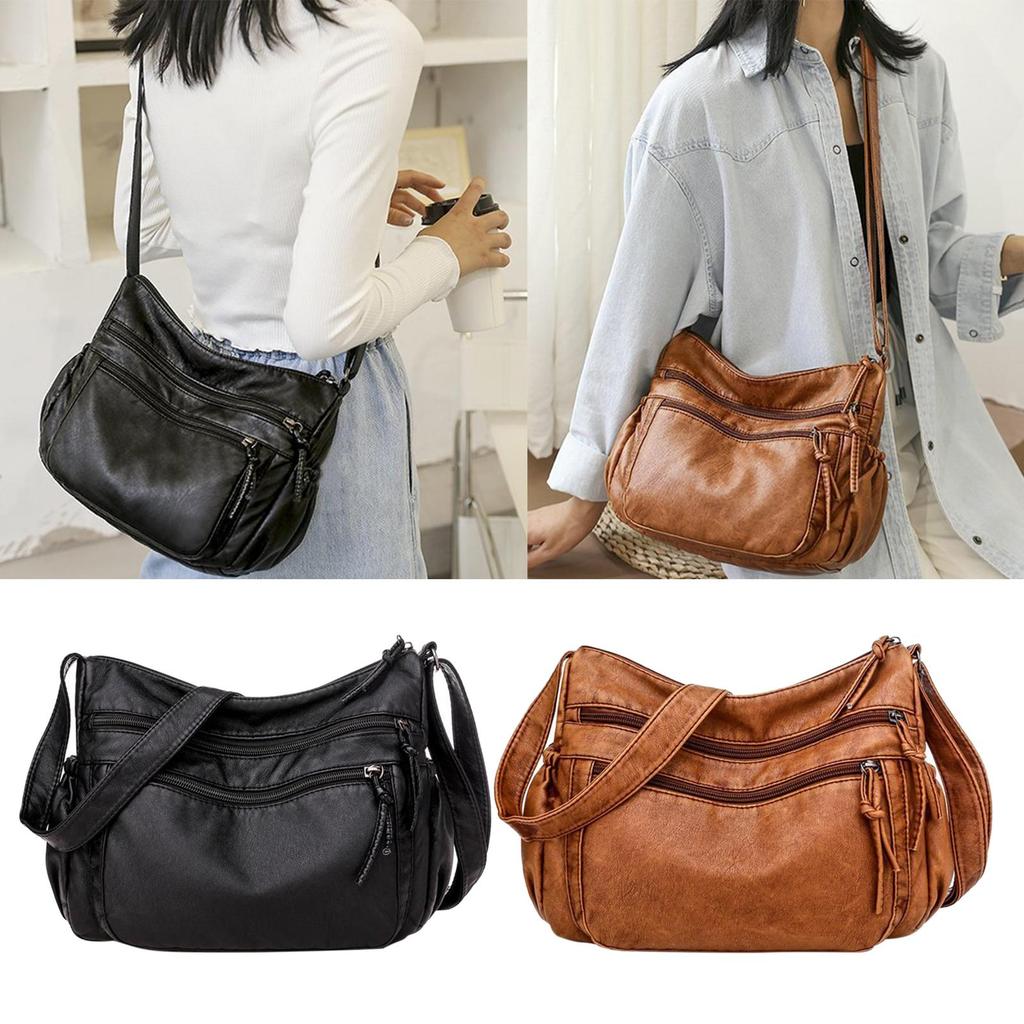Women PU Leather Crossbody Bag Handbag Satchel Hobo Shoulder Bag Ladies Big Capacity Business Work Totes Adjustable Strap