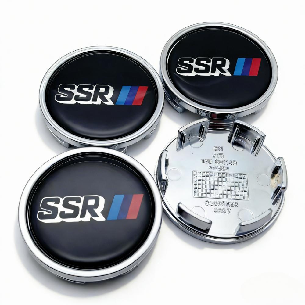 4pcs SSR Logo Badge Emblem Car Wheel Center Caps 58MM Clips 53MM Rim Hubcaps Dust Cover Wheels Hub Cap Replace Car Accessories
