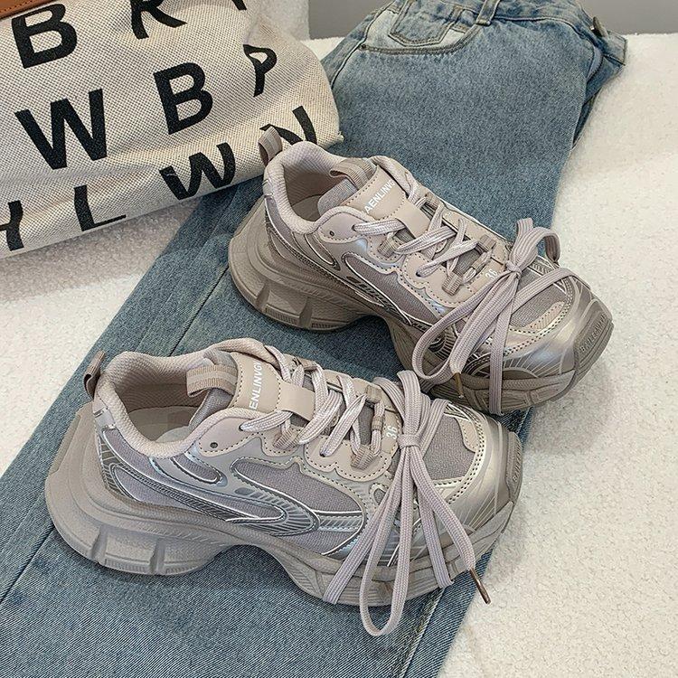 Mesh Breathable Paris Dad Shoes Women's 2025 Spring New Trendy Ins Super Fire Platform Sports Casual Shoes