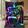 Neon Gaming Controller Theme blanket Lightweight Warm Flannel Blanket Decorative Throw Blanket for Home Decoration