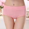 Women's Mid-Waist Seamless Cotton Underwear - Solid Color Briefs for Autumn and Winter