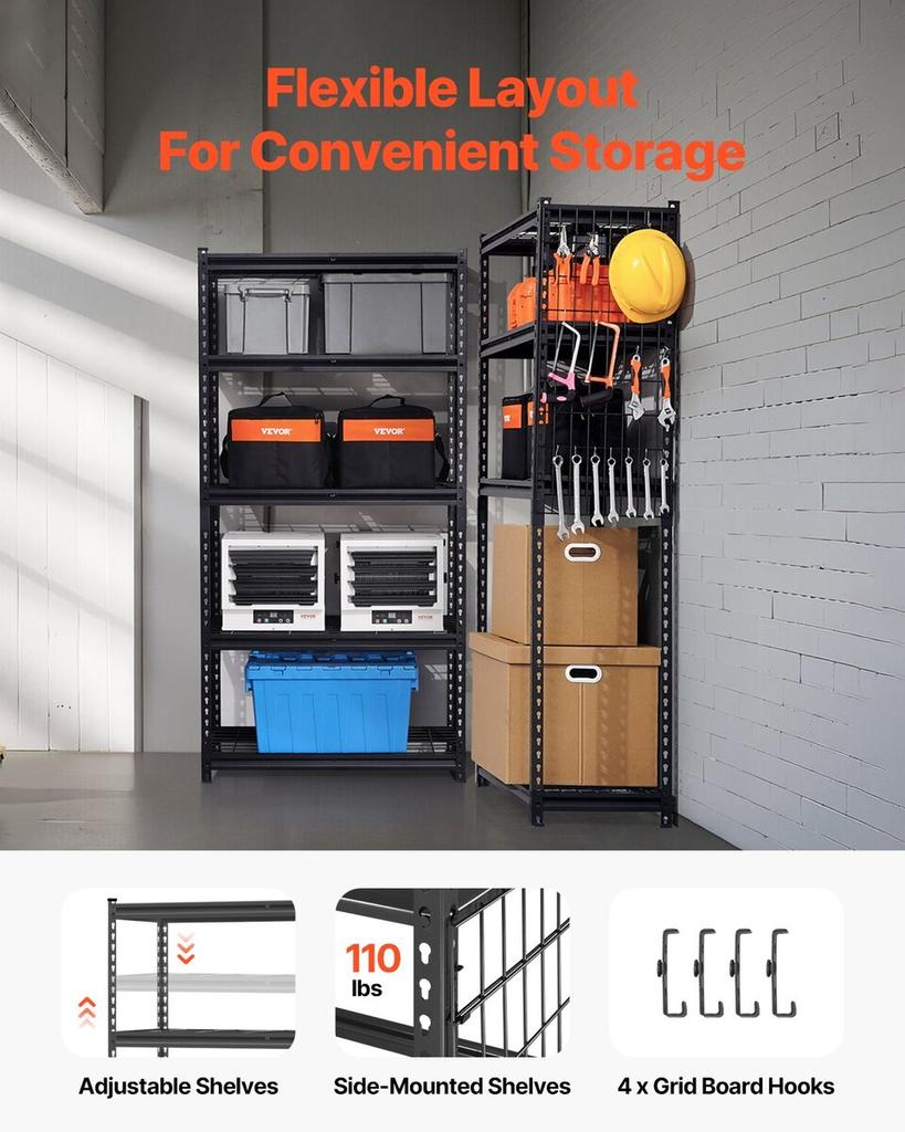 Storage Shelves 5 Tier Adjustable Heavy Duty Garage Shelving Unit 2000 lbs